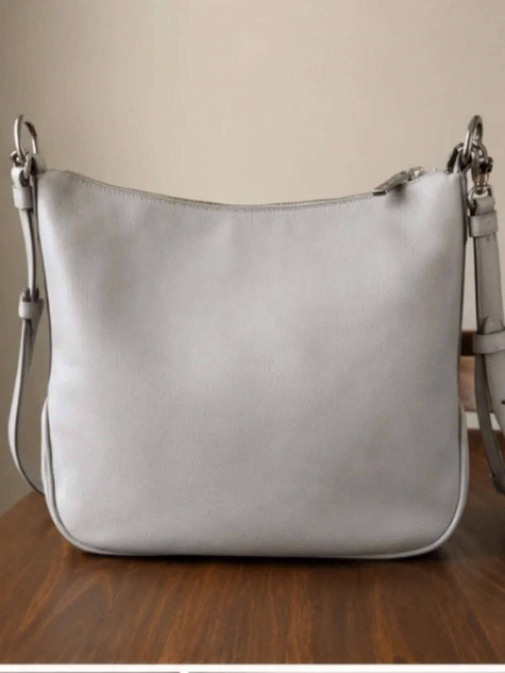 🩶 Kate Spade Pebbled Leather Crossbody Bag | Light Gray + Extra Woven Strap